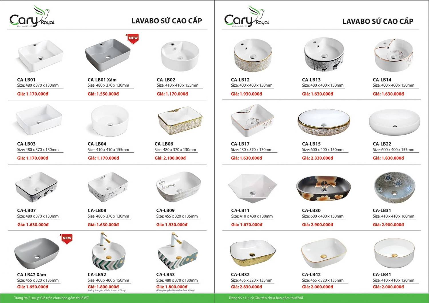 Thiết bị vệ sinh CARY ROYAL Catalogue và Bảng giá mới nhất 2024 - 2025 /Page 48